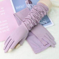 Women's Summer UV Protection Cotton Driving Gloves with Two-Finger Design
