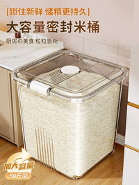 Airtight Food Storage Container for Rice and Flour, Moisture-proof, Insect-proof, Transparent, 15kg Capacity