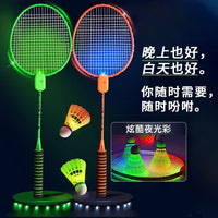 Luminous Badminton Racket Set for Outdoor Night Play - High Elasticity Training Rackets for Adults & Kids