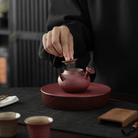 Japanese Wabi-Sabi Style Side Handle Teapot, Coarse Pottery Zisha Clay for Kung Fu Tea Ceremony, Home Use with Ball Hole Filter