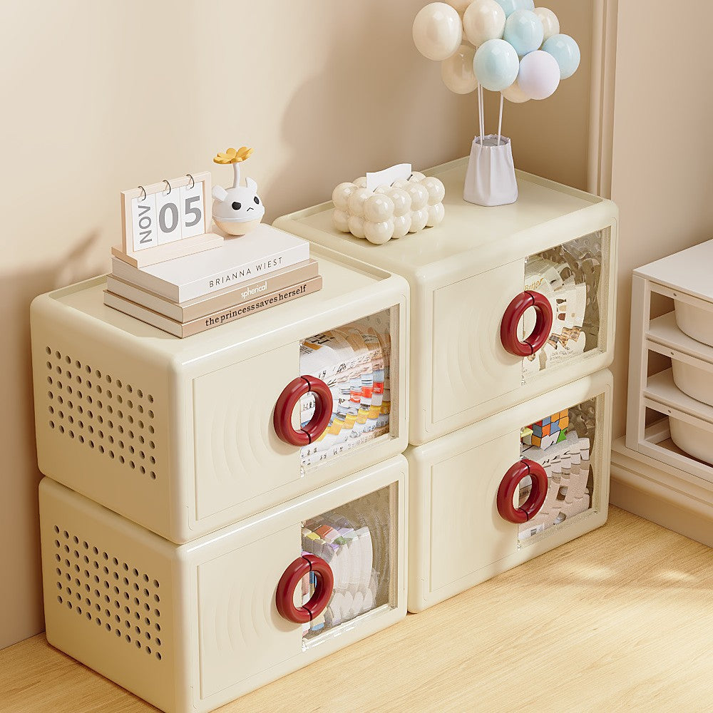 Stackable Waterproof Magnetic Storage Cabinet with Lid for Kitchen and Desktop