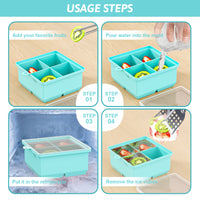 Whiskey Large Ice Cube Mold with Lid, Bubble-Free Square Ice Maker and Storage Box, Easy Release