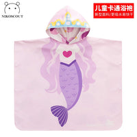 Kids' Quick-Dry Hooded Poncho Towel for Swimming & Surfing