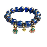 Aromatherapy Ash Glaze Bracelet with Gold Foil Beads and Colorful Glass Beads