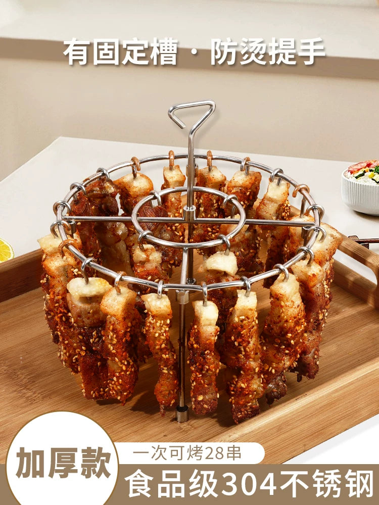 Air Fryer Grill Rack, Food Grade 304 Stainless Steel Vertical Hanging Roasting Rack for Oven BBQ Skewers