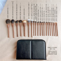 Vintage Style Walnut Handle Makeup Brush Set with Soft Synthetic Fibers for Eyeshadow, Powder, and Blush