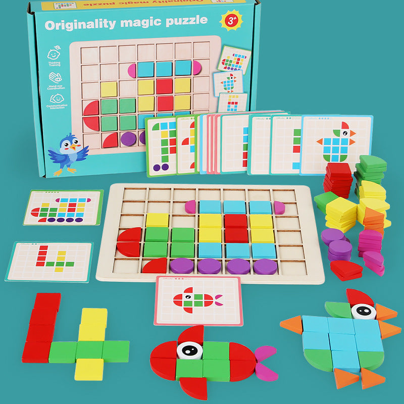Wooden Creative Shape Puzzle Montessori Educational Toy for Kids