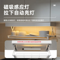 Kitchen Wall-Mounted Pull-Down Storage Rack with Drainer and Pot Holder for Cabinets
