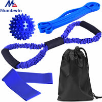 Resistance Band Set with Fabric Loop Bands, Figure-8 Exerciser, and Massage Ball for Yoga & Fitness