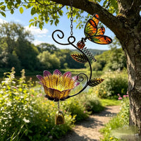 Outdoor Hanging Bird Feeder with Butterfly Design - Garden Decor Wind Chime