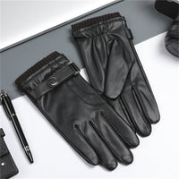 Men's PU Leather Thermal Touchscreen Gloves for Winter Driving & Cycling