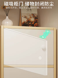 Slim Storage Cabinet with Doors, Freestanding Floor Shelf for Living Room Bedroom