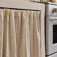 Daisy/Lilac Floral Cabinet Curtain, No-Drill Japanese Style Half Curtain for Kitchen & Home