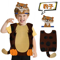 Kids' Forest Animal Costume Set with Headband for Halloween & Parties - Tiger, Lion, Leopard, Monkey