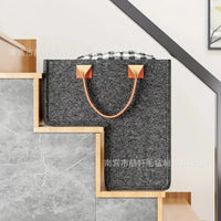 Felt Storage Tote Bag with Leather Handle, Large Capacity Multi-functional Basket for Gifts and Organization