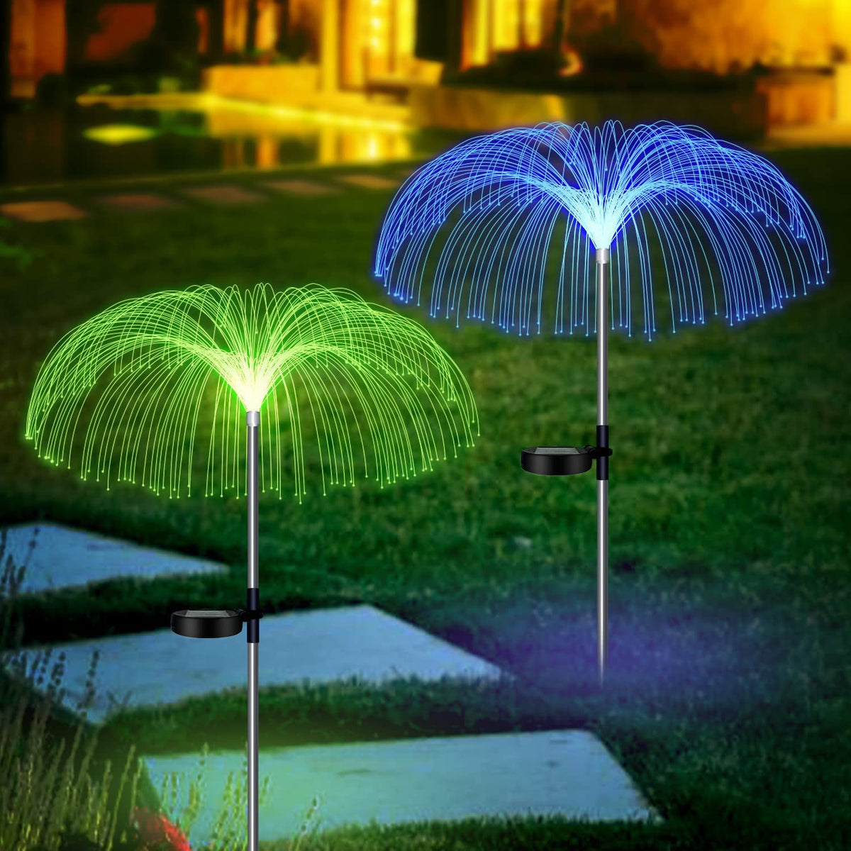 Solar Powered Jellyfish Fiber Optic Color Changing Tent & Garden Decorative Light