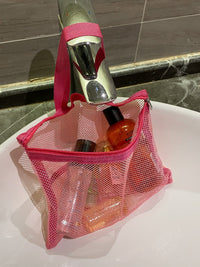 Portable Mesh Travel Toiletry Bag Transparent Cosmetic Organizer with Handle