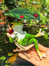 Creative Reclining Frog Garden Decor Figurine for Patio Balcony Home Decoration