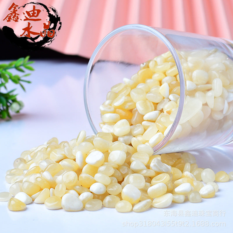Natural Yellow Jade Crushed Crystal Stones for Fish Tank & Planter Decoration, DIY Craft Material