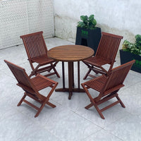 Outdoor Solid Wood Folding Table and Chair Set for Patio Garden Balcony