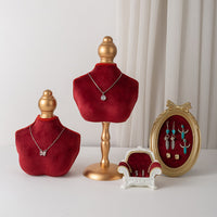 Vintage Velvet Mannequin Bust & Photo Frame Jewelry Display for Necklaces, Earrings, Rings