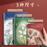Floral B5/A5 Refillable Notebook with Detachable Pages, Thickened Blank/Grid/Word Paper