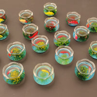 Miniature Dollhouse Round Fish Tank with Aquatic Plants and Fish