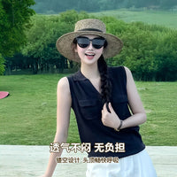 Women's Wide Brim Straw Sun Hat for Summer Outdoor UV Protection