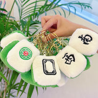 Cute Mahjong Tile Plush Keychain Pendant for Bags and Gifts