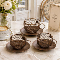 Creative Coffee Cup Candle Holder Set for Desktop & Home Decor