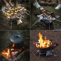 KEEMANS Portable Stainless Steel Wood Burning Stove & BBQ Grill for Outdoor Camping