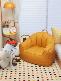 Children's Pumpkin Sofa Bean Bag Chair with Backrest, Scratch-Resistant Faux Leather