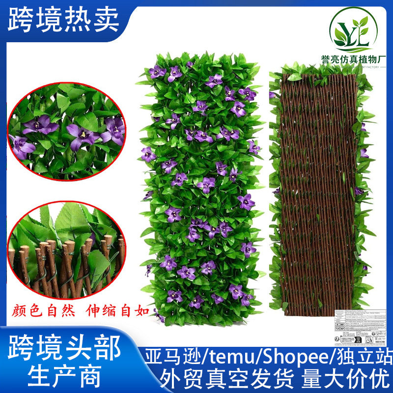 Expandable Artificial Fence with Greenery and Flowers for Garden Decoration