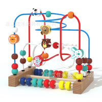 Wooden Bead Maze Toy for Toddlers - Beechwood Fruit & Animal Theme