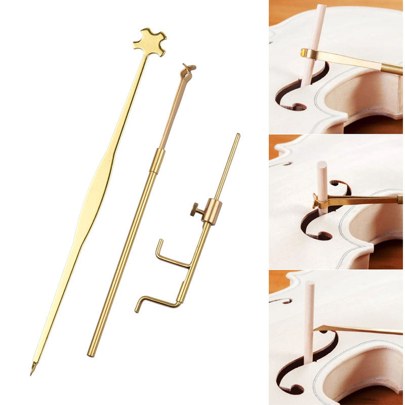 Violin Cello Sound Post Setting Tool Kit with Soundpost Setter, Clamp, and Gauge