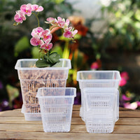 Clear Orchid Pot with Drainage Holes and Saucer, Breathable Root Control Planter for Healthy Growth