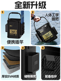 Benno Thickened Foldable Fishing Bucket with Rod Insert for Outdoor Angling