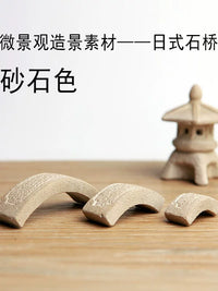 Miniature Japanese Zen Garden Stone Bridge Set for Micro Landscape Bonsai Decor