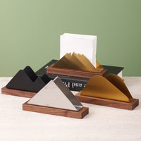 Walnut Wood Tissue Holder, Stainless Steel Stand Napkin Holder, Square Paper Holder for Hotel, Restaurant, Bar, KTV