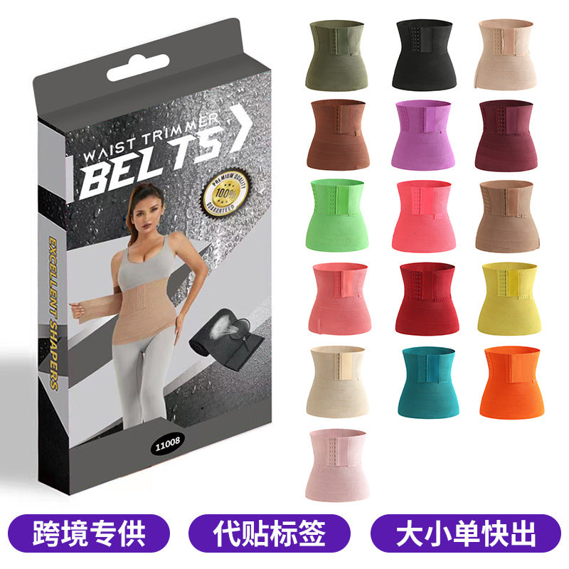 Adjustable Tummy Wrap Waist Trainer with Buckle Closure for Postpartum Recovery and Body Shaping