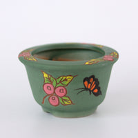 Hand-Painted Ceramic Succulent Planter with Butterfly Relief for Desktop Decor