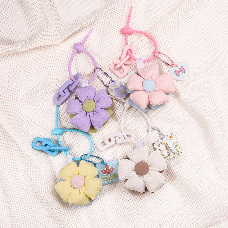 Handmade Fabric Sunflower Keychain Bag Charm