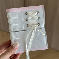 INS Pink Lace Ribbon M5 Loose-Leaf Planner PVC Cover with Elastic Band Diary Card Holder