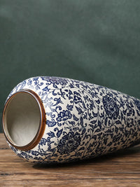 32CM Tall Vintage Blue and White Ceramic Vase for Hydroponics and Home Decor