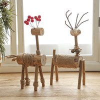 Christmas Wooden Reindeer Decoration with LED Lights for Holiday Decor