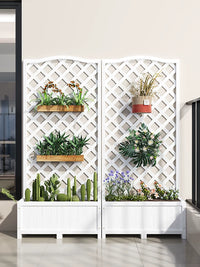 Outdoor Wood Plastic Composite Planter Box with Trellis for Garden Patio Balcony