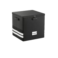 Fireproof Foldable Vinyl Record Storage Case with Lock, Waterproof LP Album Organizer Box