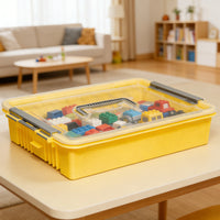Large Capacity Square Plastic Storage Box with Handle for Tools, Parts, and Toys