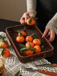 Handwoven Imitation Rattan Fruit Basket for Snacks and Bread