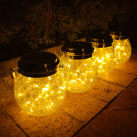 Solar Powered Crackle Glass Ball Hanging Lantern for Garden & Patio Decor, Waterproof Outdoor Night Light